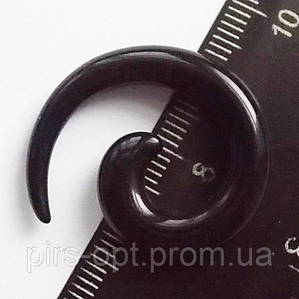 Розширювач для пірсингу вух "спіраль" чорна 5 мм (ціна за 1 шт.)