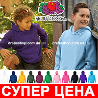 Детская толстовка на флисе, худи детское с начесом Fruit of the loom Унисекс