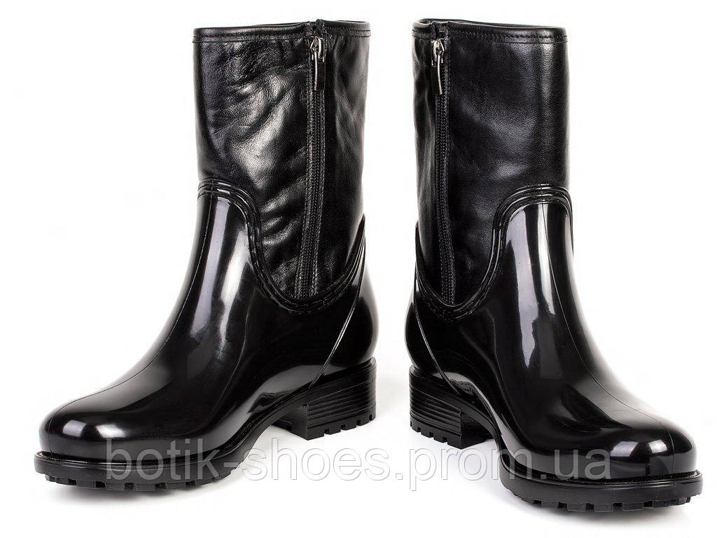 Сапоги резиновые женские стильные черные Мида 22079-1 - фото 4 - id-p396347279