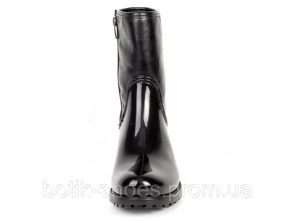 Сапоги резиновые женские стильные черные Мида 22079-1 - фото 5 - id-p396347279
