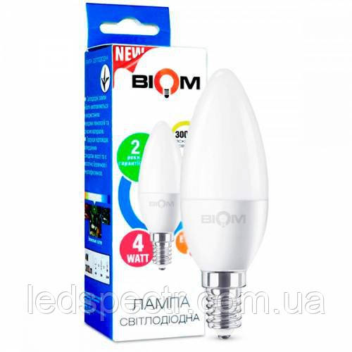 Світлодіодна лампа свічка Led Biom BT-549 C37 4 W E14 3000 К