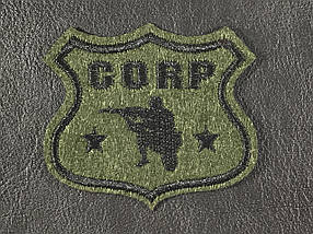 Нашивка CORP колір хакі 63х70 мм