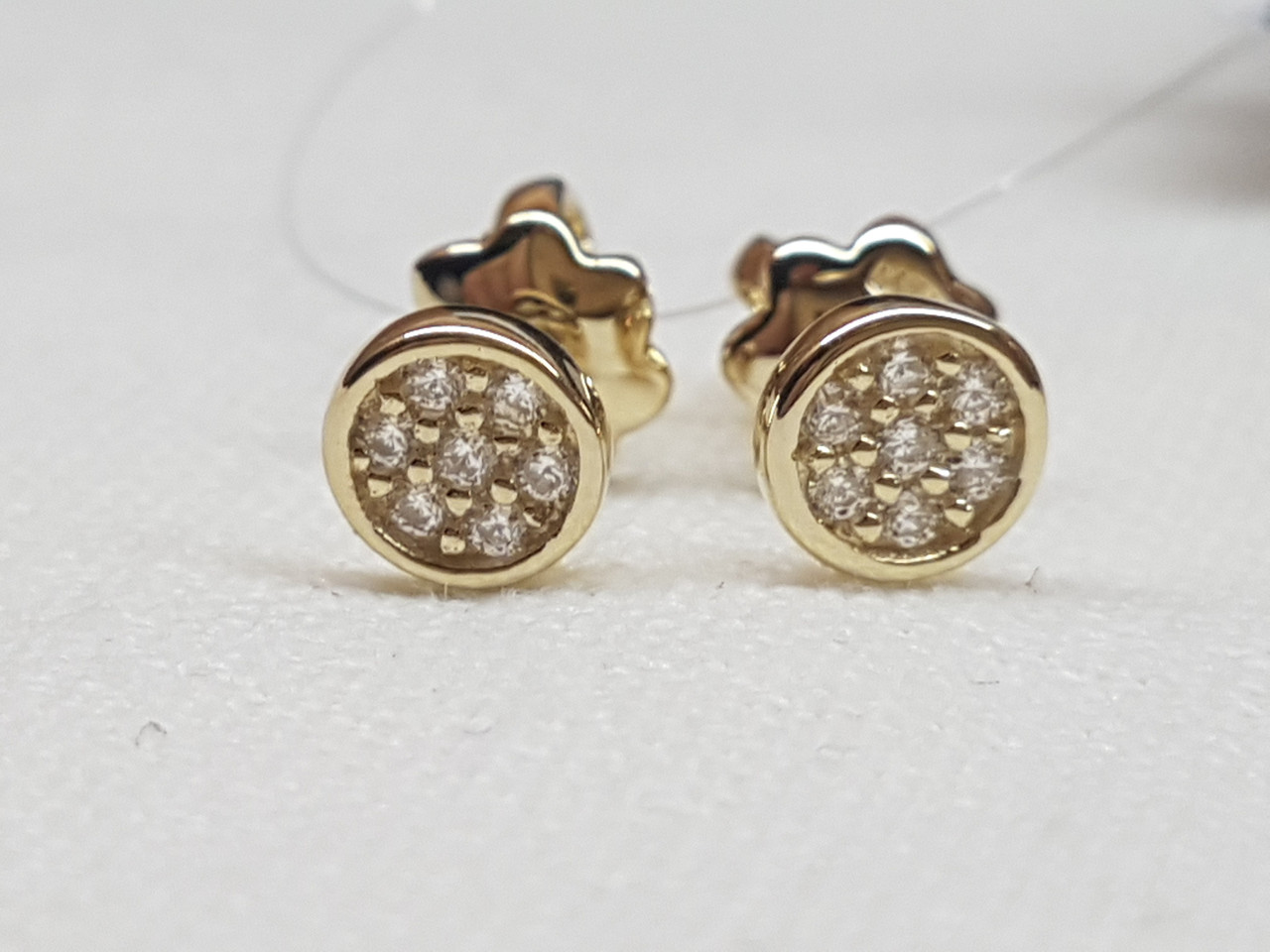 Золоті сережки-пуссети з фіанітами. 602-00102