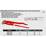 Ключ трубний важільний 55мм L440 Toptul DDAD1A48 (Тайвань), фото 4