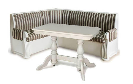 Кухонний стіл прямокутний нерозкладний з масиву дерева Askalon, колір білий / слонова кістка, фото 2