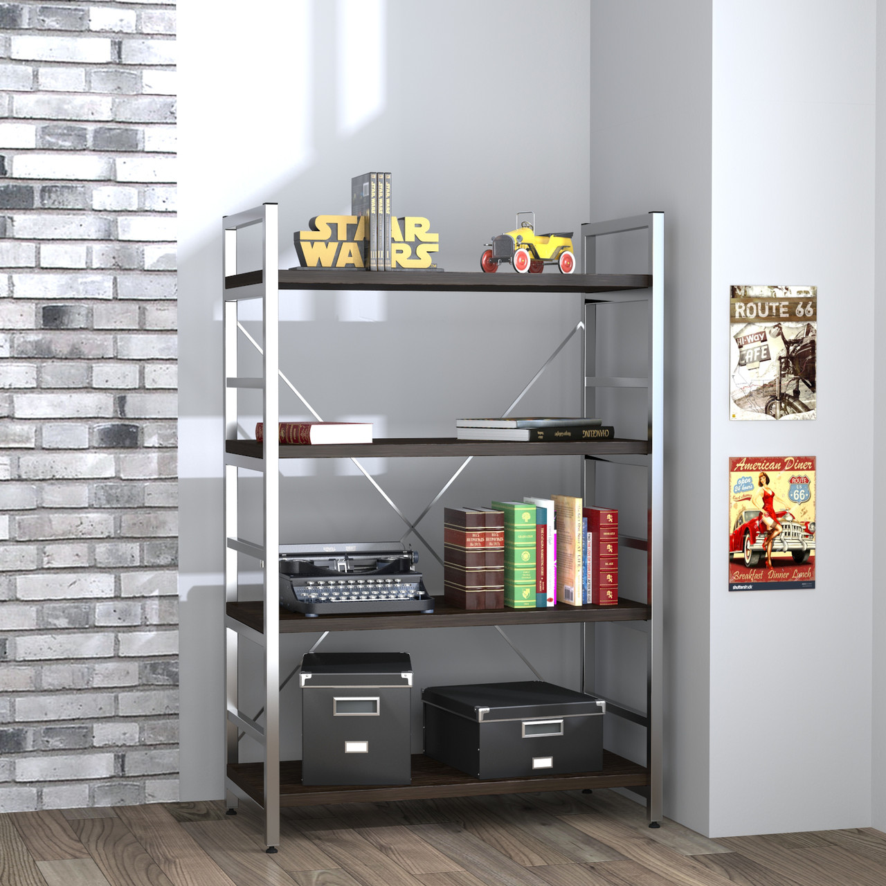 Відкритий поличний стелаж лофт офісний низький лофт L-125 NEW Loft Design