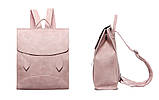 Модний рюкзак жіночий міський. Рюкзак для дівчинки з хлястиками (рожевий), фото 4