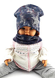 Дитяча шапка з 52 по 56 розмір хомутом трикотажна флісом дитячі шапки демісезонні (РШБ45)