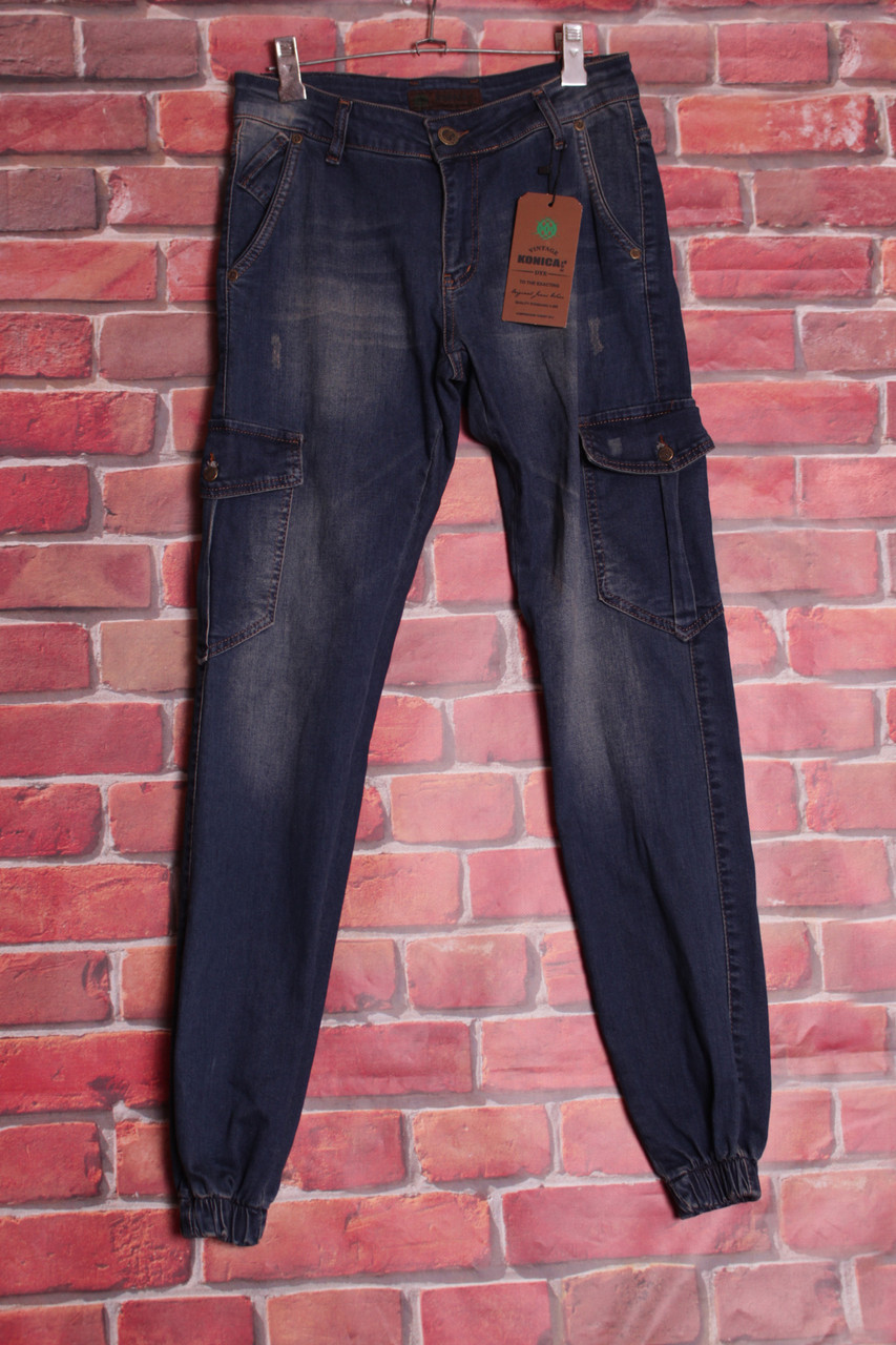 Чоловічі стильні джинси турецькі з манжетами на гумці (код 3019)