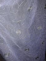 Тюль під льон (кисея) "Троянда спіраль"