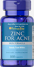 Цинк, Puritan's Pride Zinc for Acne 100 Tablets