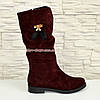 Напівчоботи жіночі замшеві на низькому ходу, колір бордо, фото 5