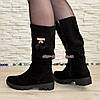 Напівчоботи жіночі замшеві чорного кольору, на товстій підошві, фото 3