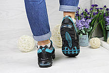 Кросівки підліткові Nike air max 95 чорні з блакитним 37р, фото 3