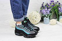 Кросівки підліткові Nike air max 95 чорні з блакитним 37р, фото 3