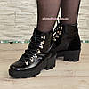 Черевики жіночі лакові на шнурівці, фото 2