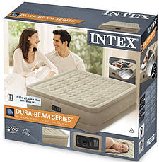 Надувне двоспальне велюрове ліжко INTEX 64458 152Х203Х46,ел. насос, фото 5