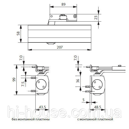 Доводчик GU OTS 210 (коленная тяга) серебро - фото 5 - id-p46751409