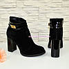Черевики жіночі замшеві на стійкому каблуці, фото 5