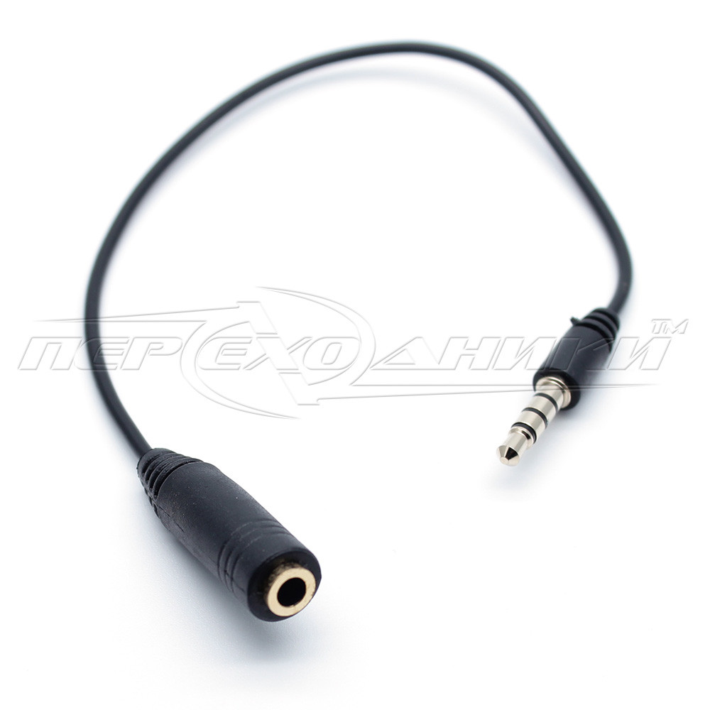 Переходник для наушников OMTP to CTIA (cross-over 4-pin 3.5 mm), 0.2 м черный - фото 1 - id-p311501846