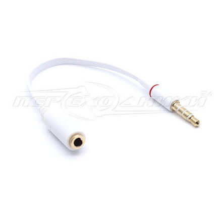 Перехідник для навушників OMTP to CTIA (cross-over 4-pin 3.5 mm), 0.1 м білий, фото 2