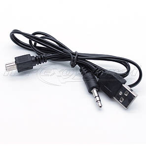 Кабель штекер 3.5 мм + USB 2.0 AМ — mini USB AM, для заряджання MP3 плеєра, 0.4 м, фото 2