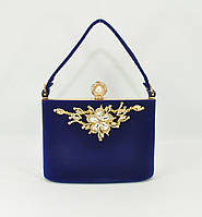 Велюрова сумочка клатч Rose Heart 1661 синій, фото 1