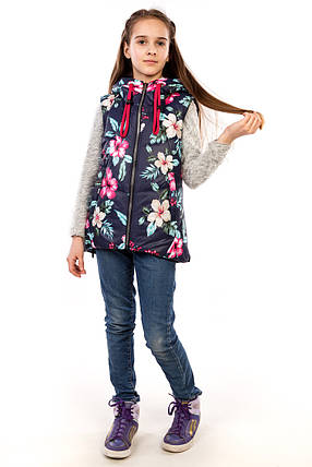 Куртка-жилетка весна осінь з капюшоном для дівчинки ріст 140-145, фото 2
