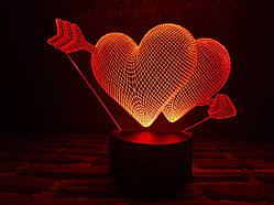 Змінна пластина для 3D ламп "Два серця зі стрілою" 3DTOYSLAMP