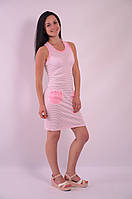 Платье спорт хлопок розовое белое майка ПЛ 478226