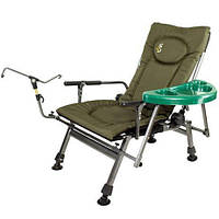 Кресло карповое с подставкой для удочки и боковым столиком M-Elektrostatyk F5R ST/P
