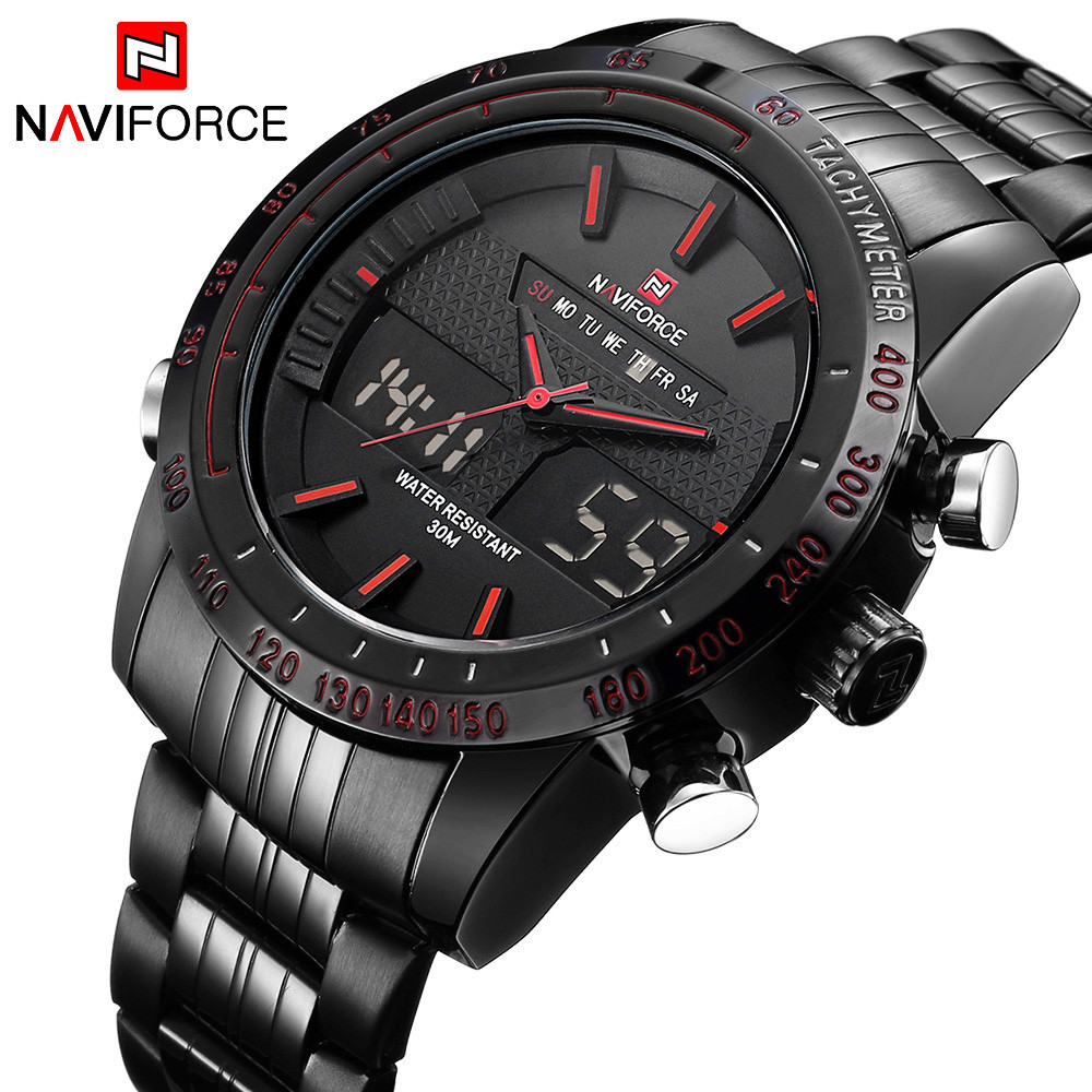 Мужские наручные кварцевые электронные часы Naviforce NF9024-BBR - фото 1 - id-p652069804