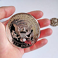 Реквизит для фокусов | Монета большая 7,5 см (50 центов) серебро