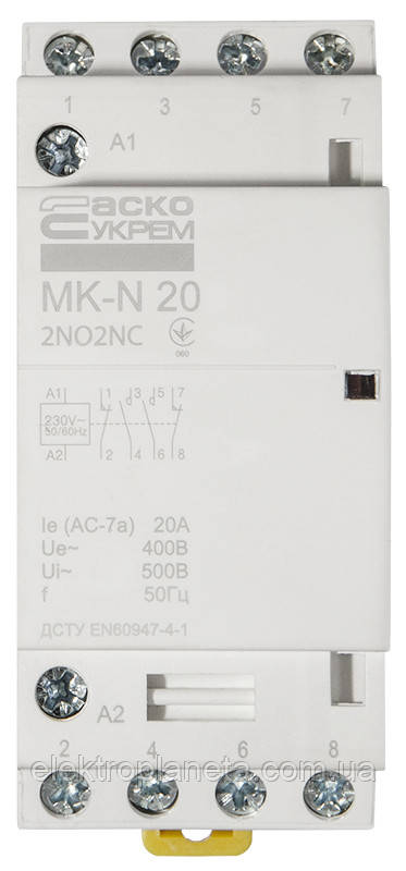 Модульний контактор MK-N 4P 20A 2NO2NC 220V A0040030029, фото 1