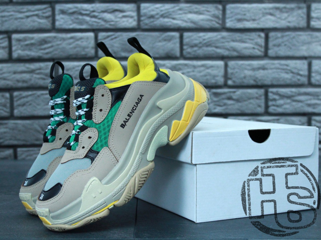 Yellow Balenciaga Triple S Jaune Vert Baskets En Toile Triple S