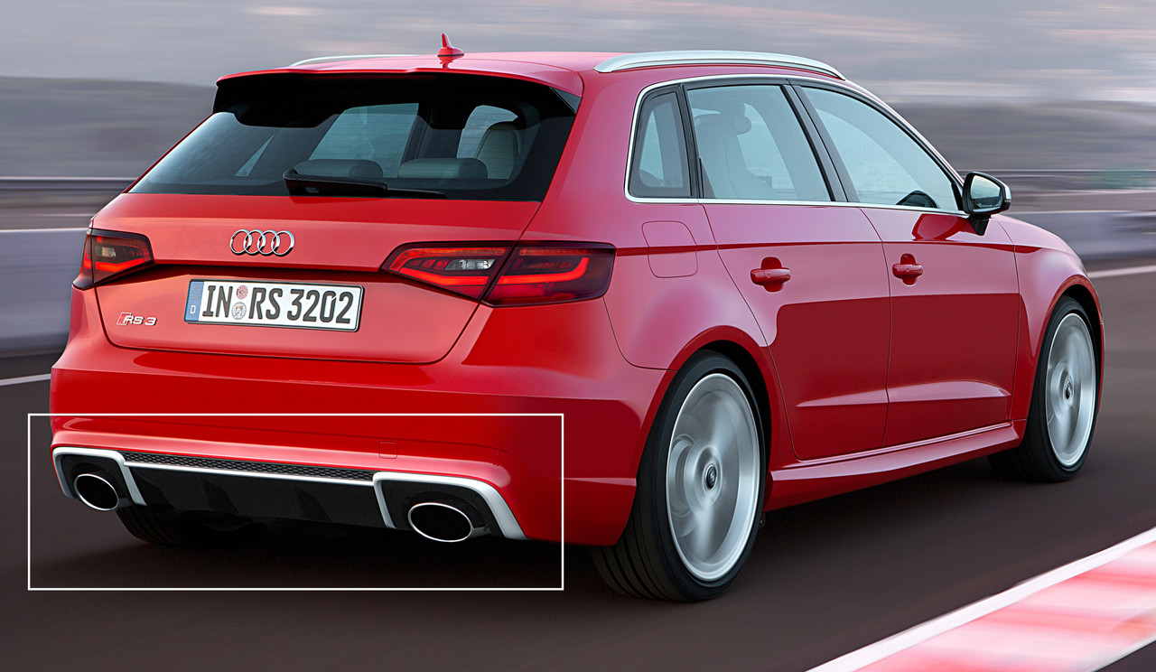 Спідниця дифузор на задній бампер Audi A3 8V у стилі RS3