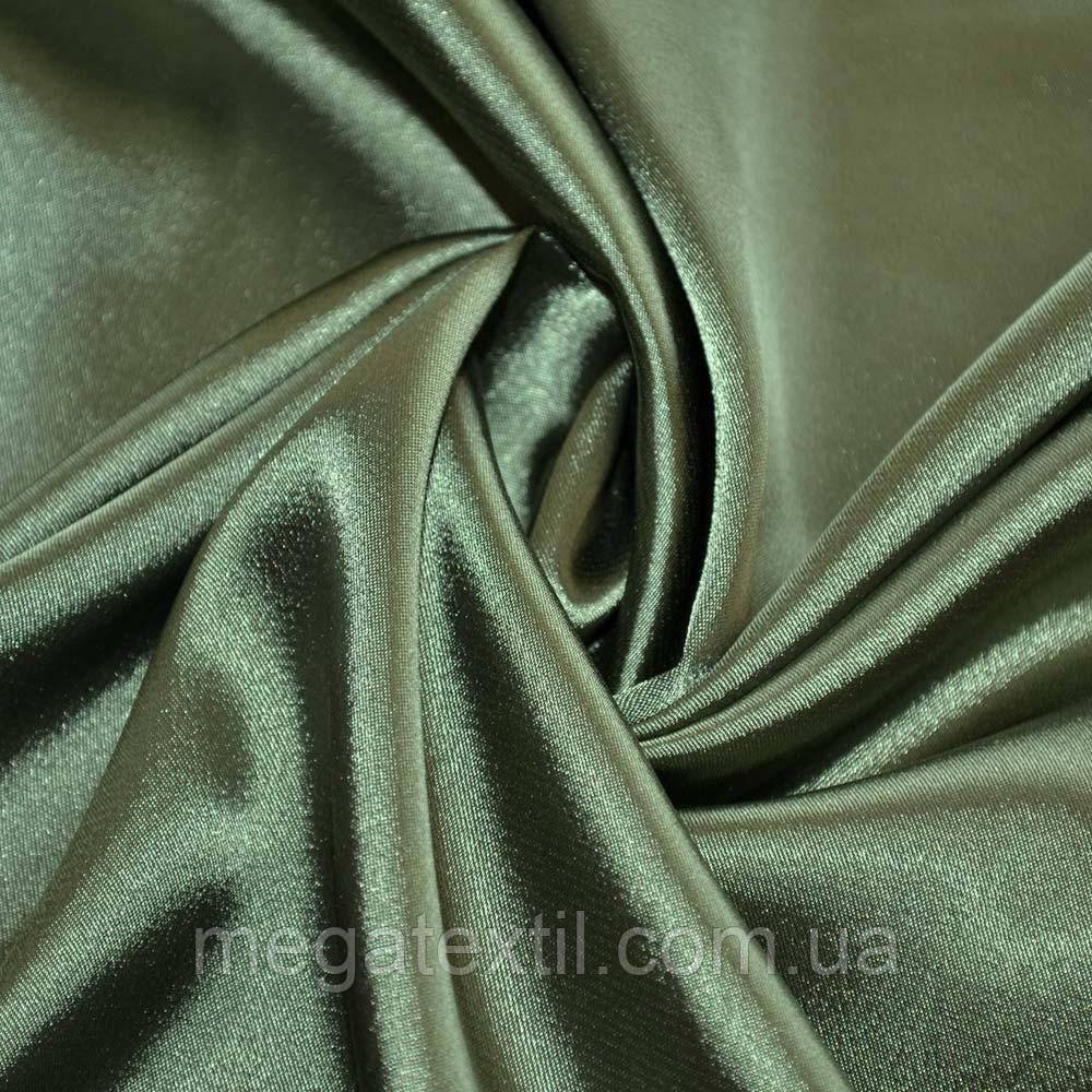 Атлас стрейч шамус темно-зелений пл.130 г/м ш.150