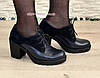 Жіночі сині туфлі на стійкому каблуці, фото 2
