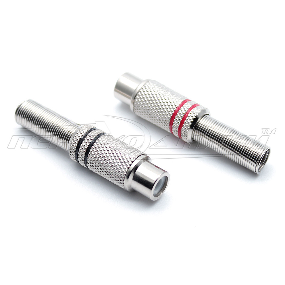 Роз'єм гніздо RCA під шнур із пружиною (метал), Silver