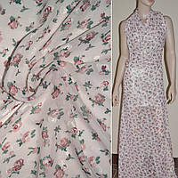 Шифон орарі молочний з коричневими квітами ш.150