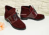 Черевики жіночі бордові на невисокому каблуці, фото 4