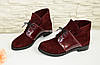 Черевики жіночі бордові на невисокому каблуці, фото 6