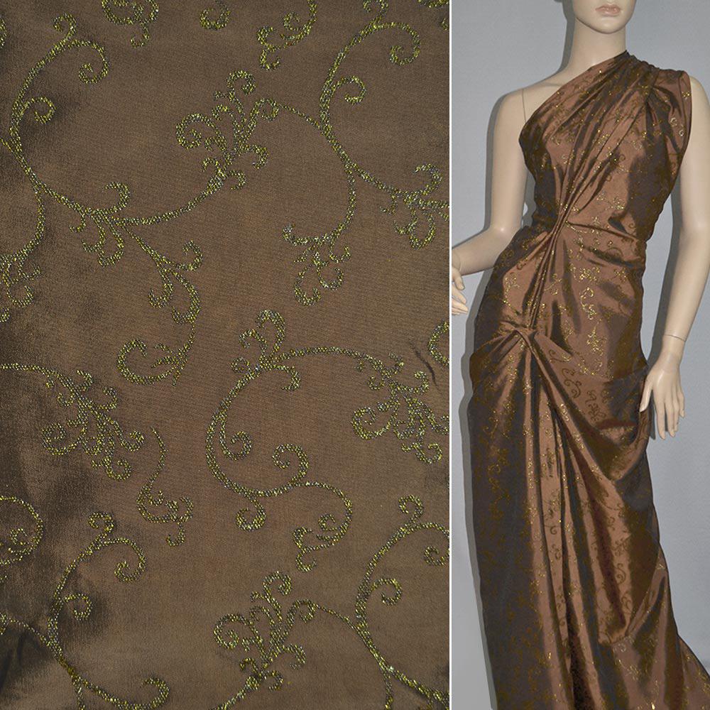 Тафта коричнева світла з золотим напиленням