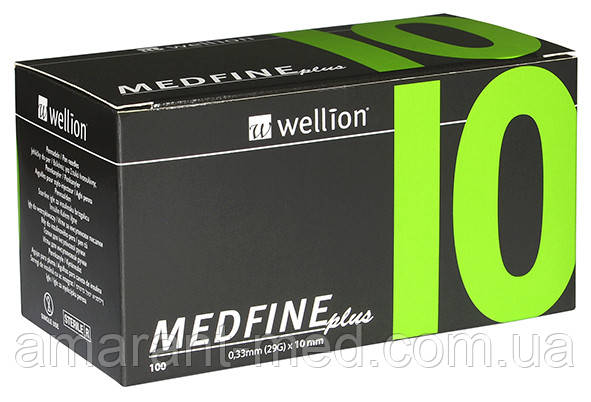 Голки для інсулінових шприц-ручок Wellion MEDFINE plus 0,30 мм (30G) x 10 мм, 100 шт.