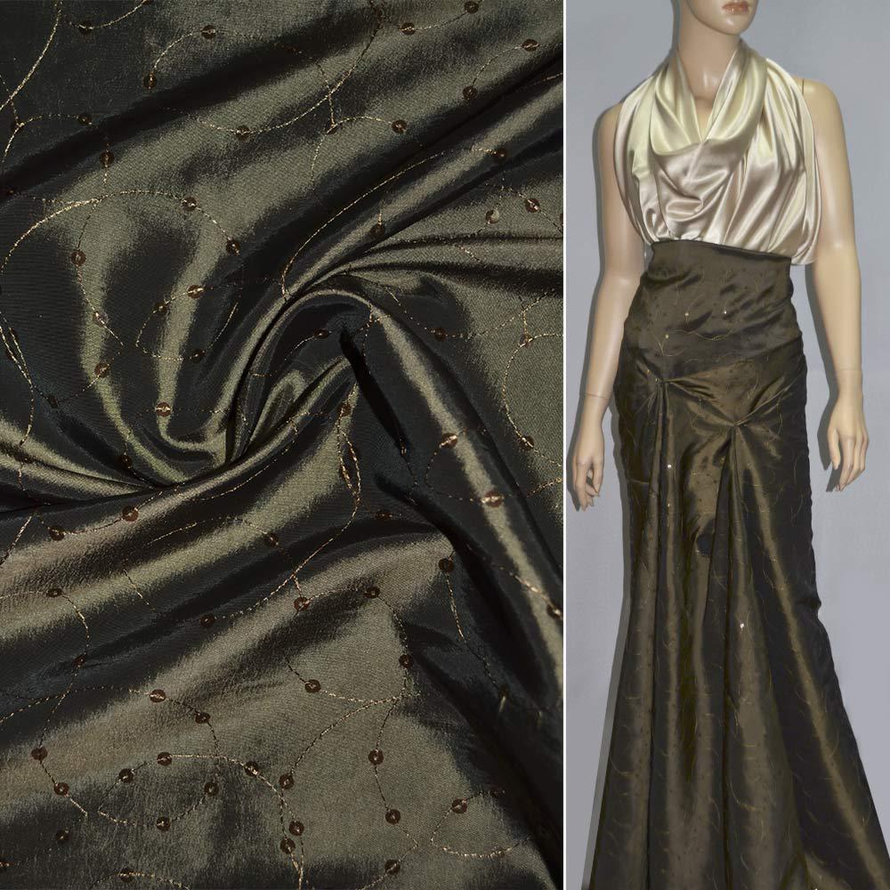 Тафта болотна з вишивкою та паєтками