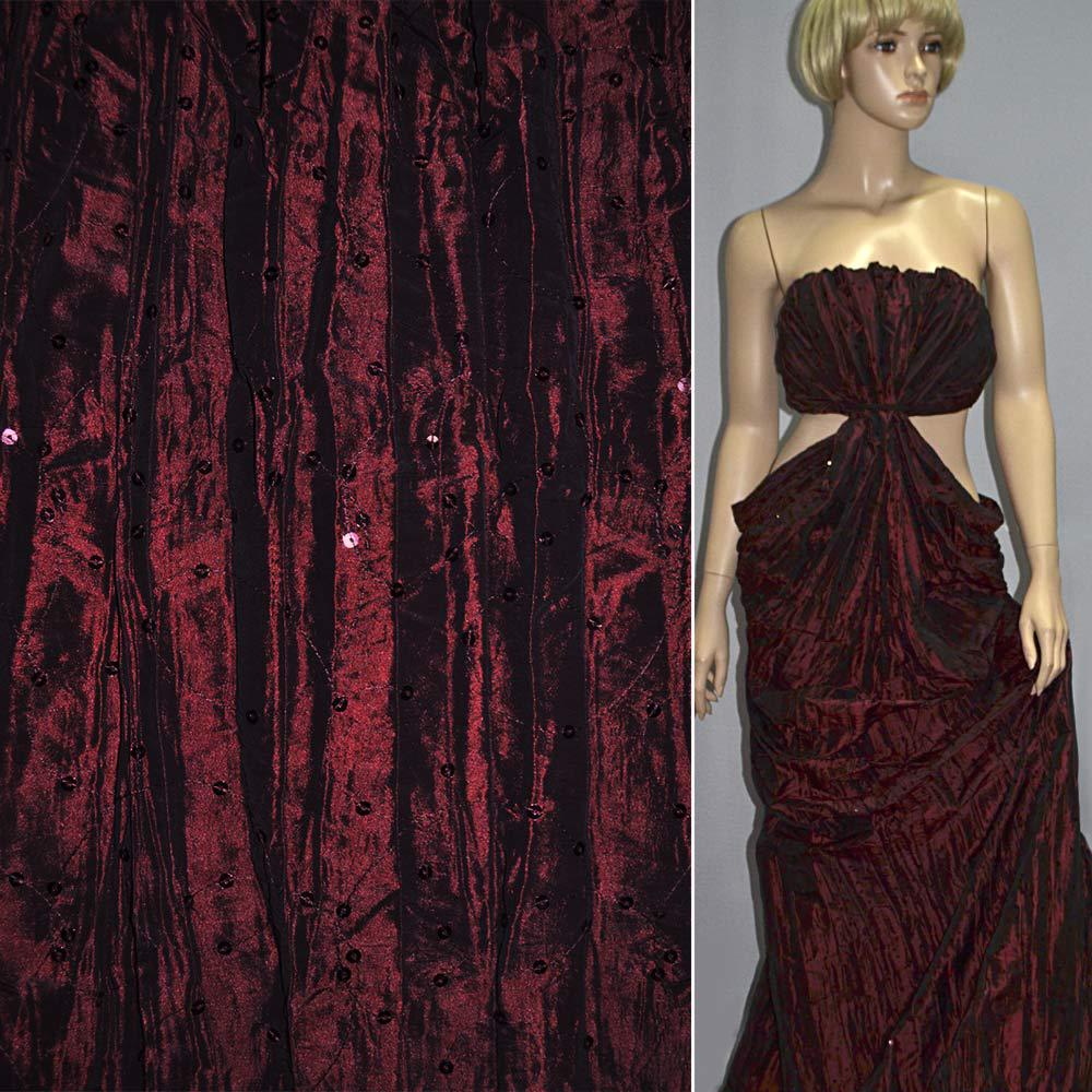 Тафта бордова жата з паєтками