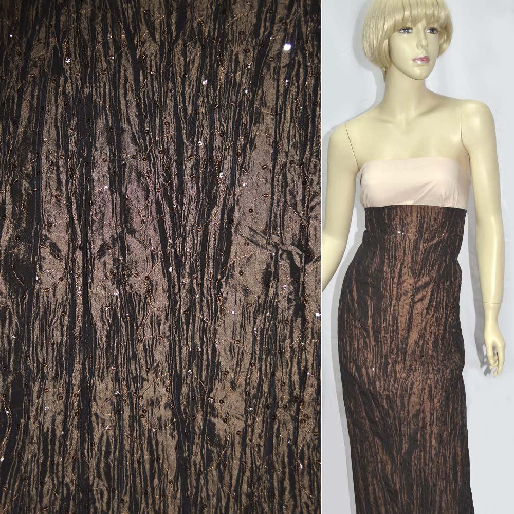 Тафта коричнева вишита з паєтками ш.107