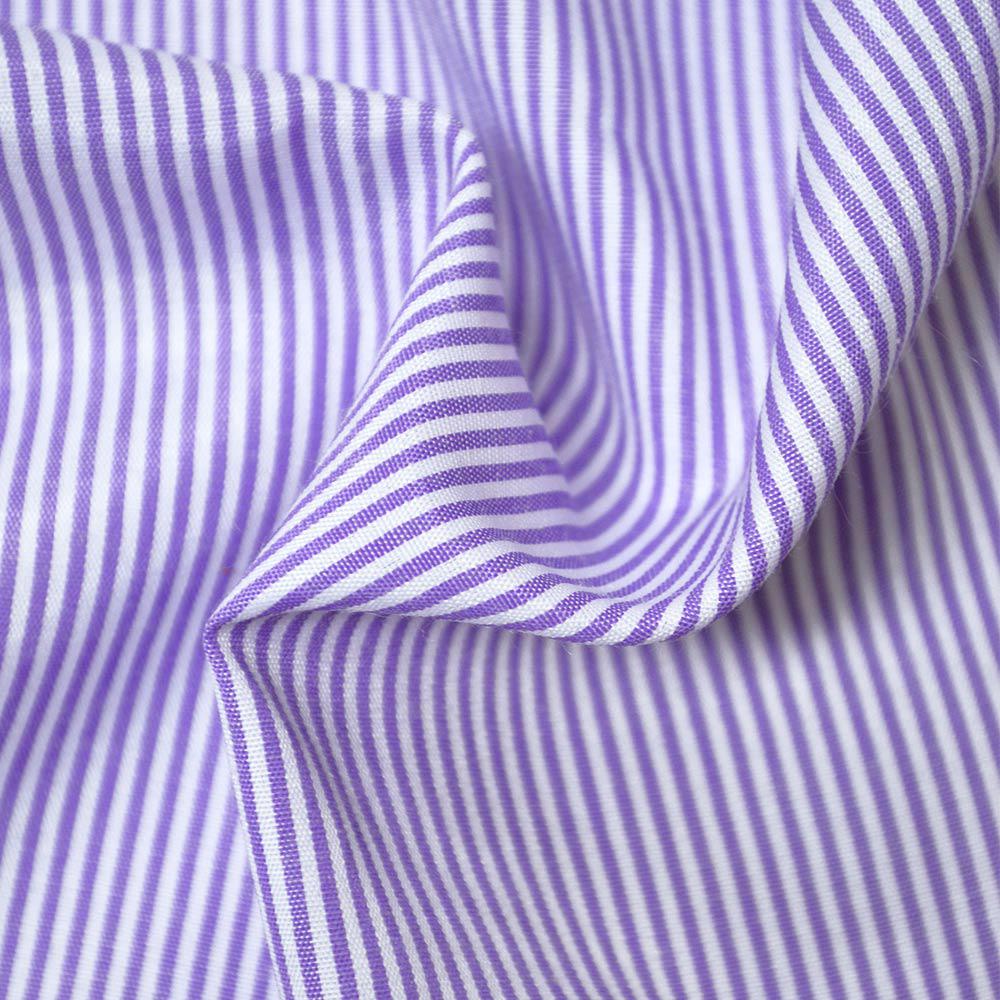 Тканина сорочкова в бузково-білу смужку ш.140