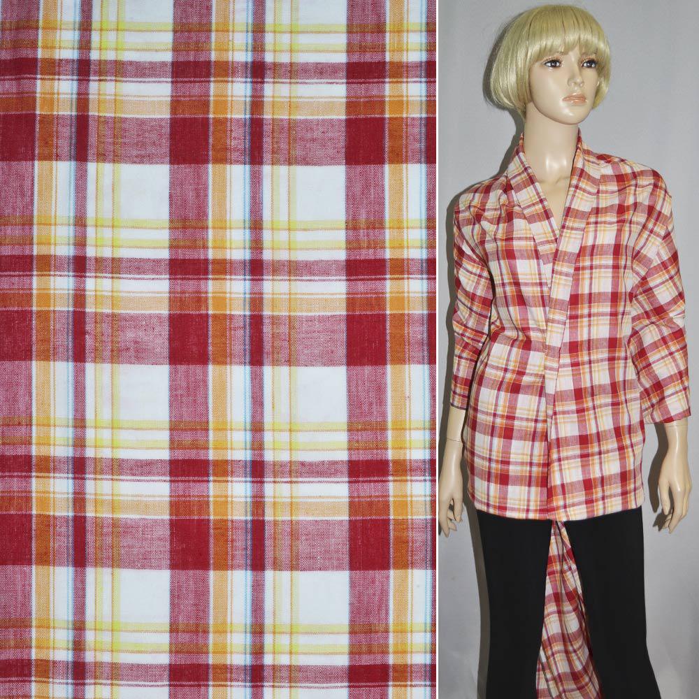 Тканина сорочкова червоно-біло-жовта клітина ш.145