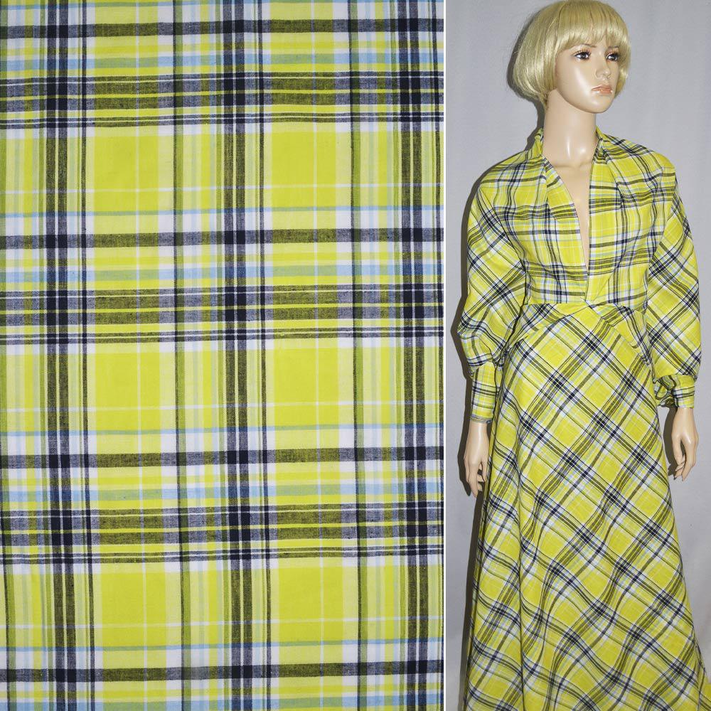 Тканина сорочкова лимонно-сіра клітина ш.140